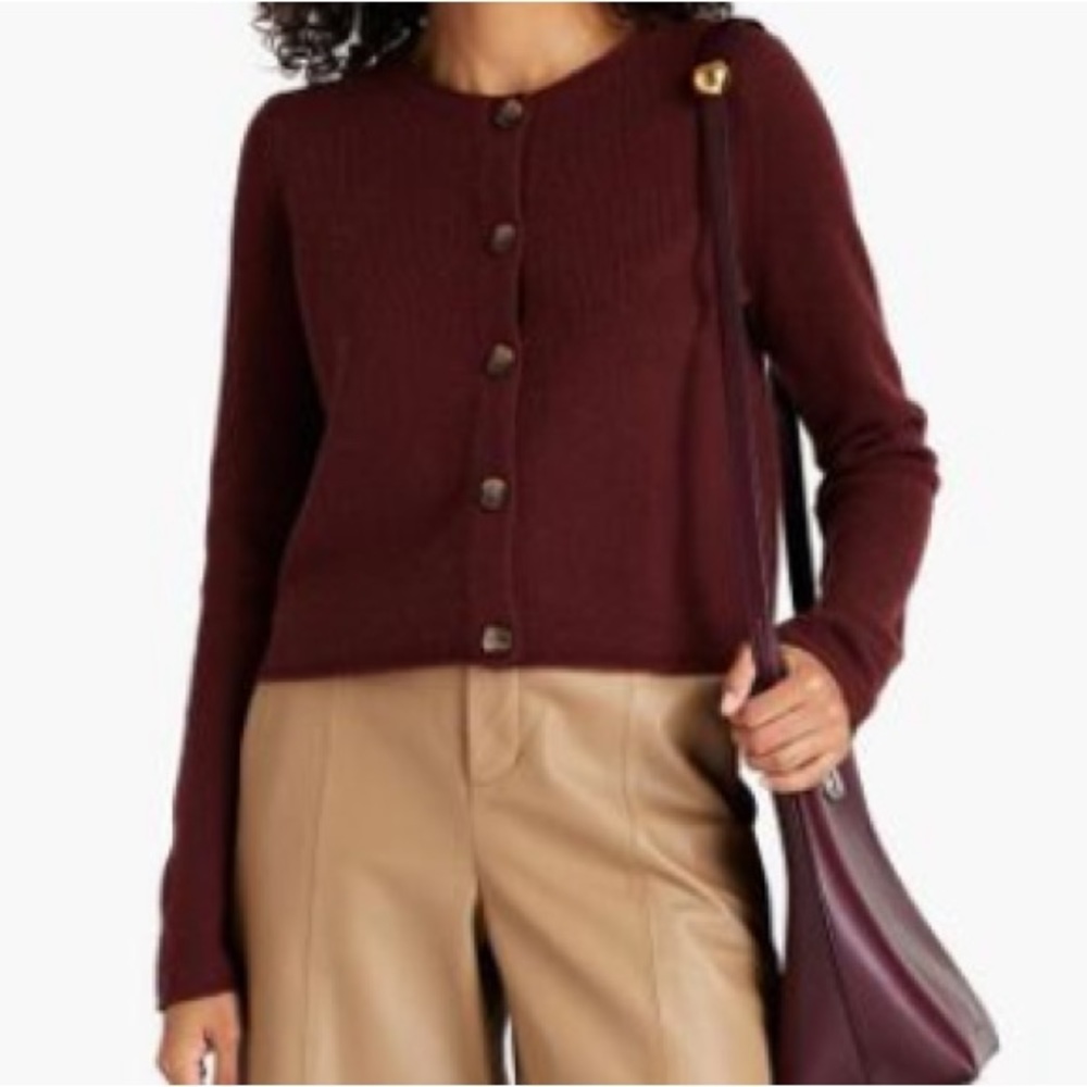 Vince Burgundy/Red Wool And Cashmere-blend Cardigan Style VO08078519